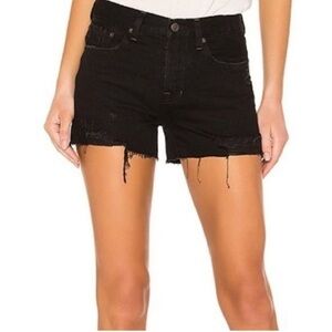 Free People Black Cut Off Distressed Jean Shorts